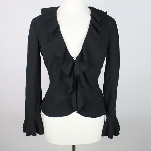 Trina Turk Jackets & Blazers - TRINA TURK Black Ruffle Bell Peplum Blazer 6